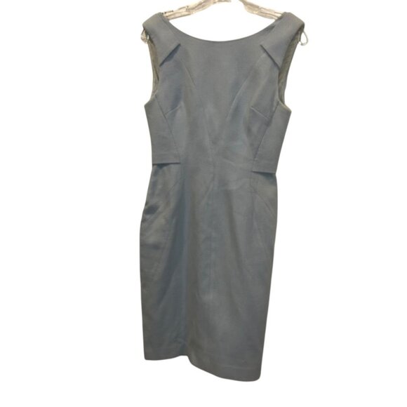 REISS sky blue textured sleeveless shift work cocktail CAREER business dress 4 - Picture 1 of 4